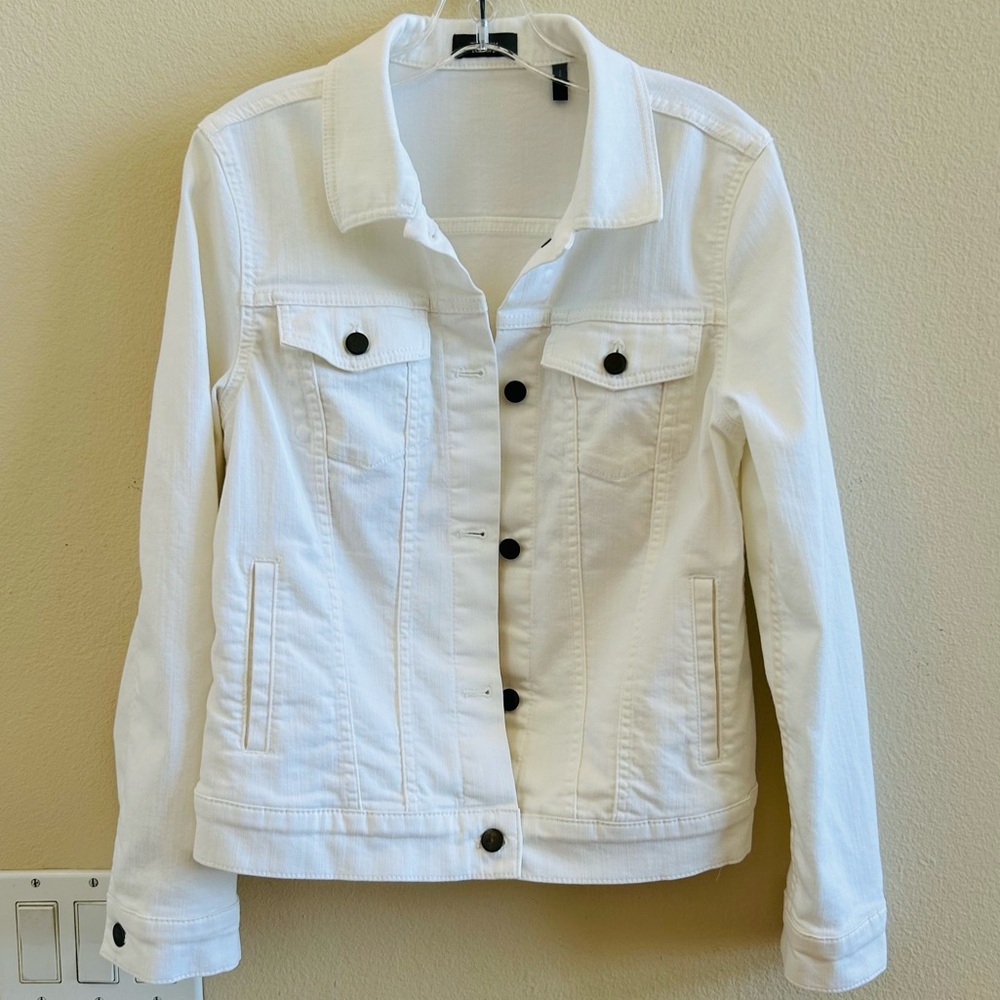 Theory Declyn Conductor White Denim Jacket Large Cotton